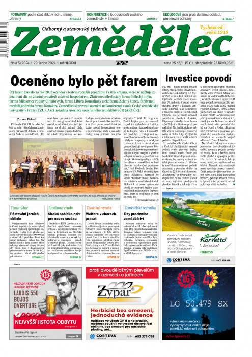 Obálka titulu Zemědělec - vydání č. 5/2024