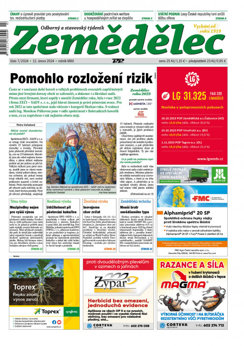 Obálka titulu Zemědělec - vydání č. 7/2024