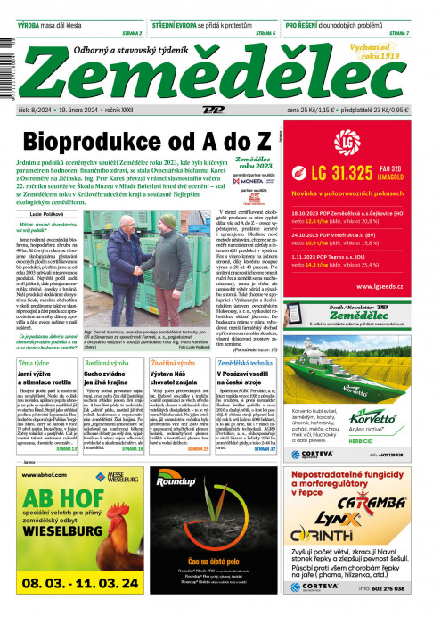 Obálka titulu Zemědělec - vydání č. 8/2024