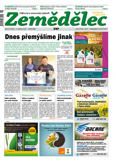 Obálka titulu Zemědělec - vydání č. 10/2024