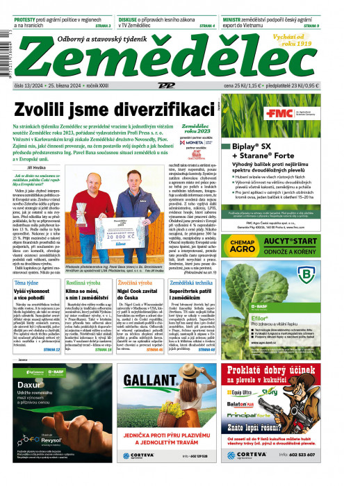 Obálka titulu Zemědělec - vydání č. 13/2024