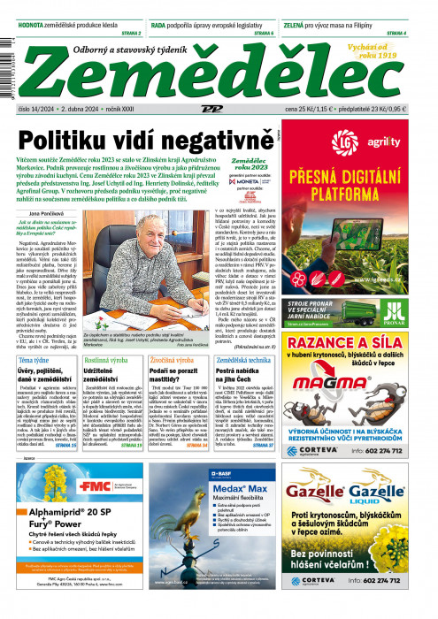Obálka titulu Zemědělec - vydání č. 14/2024