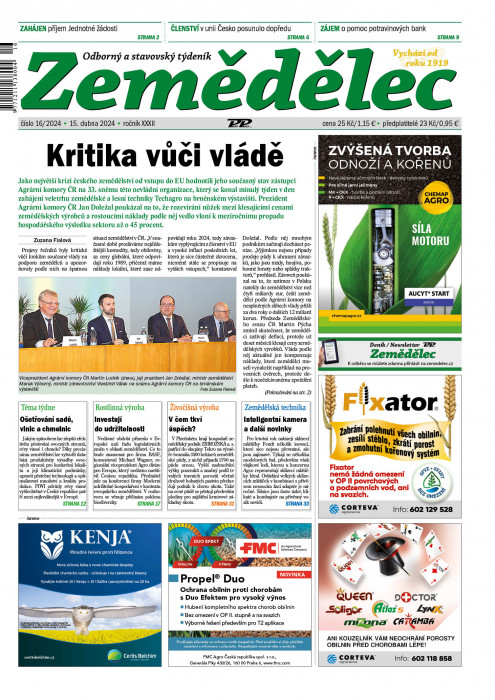 Obálka titulu Zemědělec - vydání č. 16/2024