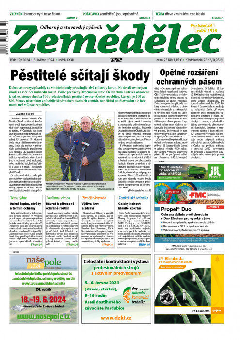 Obálka titulu Zemědělec - vydání č. 19/2024