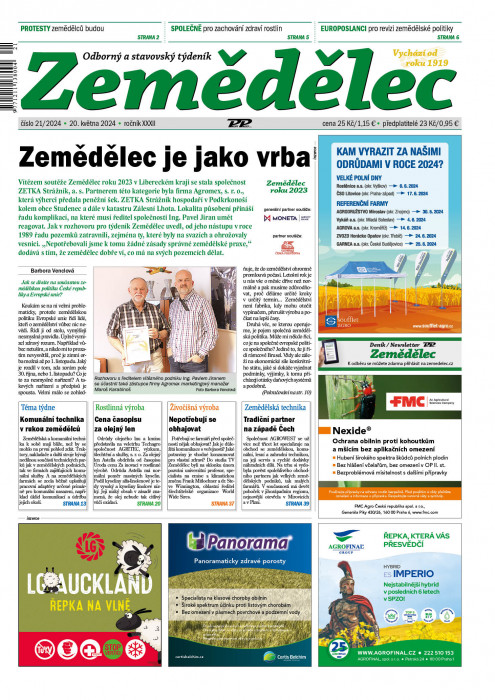 Obálka titulu Zemědělec - vydání č. 21/2024
