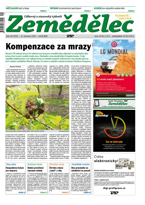 Obálka titulu Zemědělec - vydání č. 29/2024