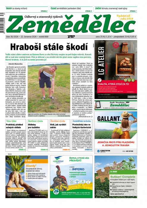 Obálka titulu Zemědělec - vydání č. 30/2024