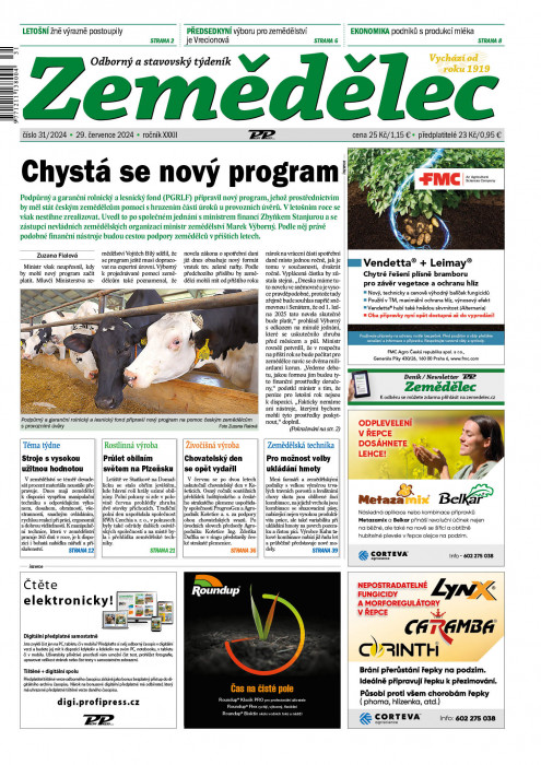 Obálka titulu Zemědělec - vydání č. 31/2024