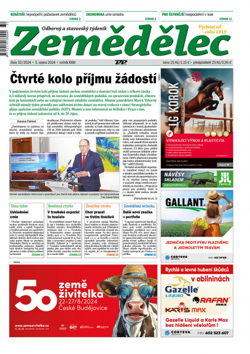 Obálka titulu Zemědělec - vydání č. 32/2024