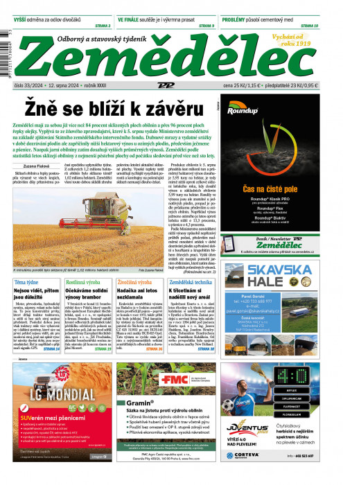 Obálka titulu Zemědělec - vydání č. 33/2024