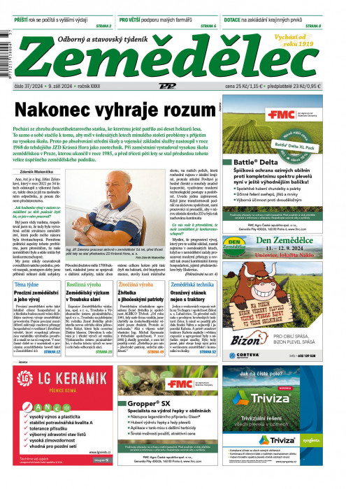 Obálka titulu Zemědělec - vydání č. 37/2024