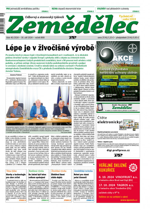 Obálka titulu Zemědělec - vydání č. 40/2024
