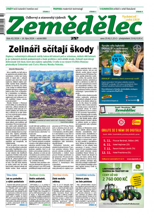 Obálka titulu Zemědělec - vydání č. 42/2024