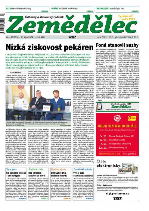 Obálka titulu Zemědělec - vydání č. 43/2024