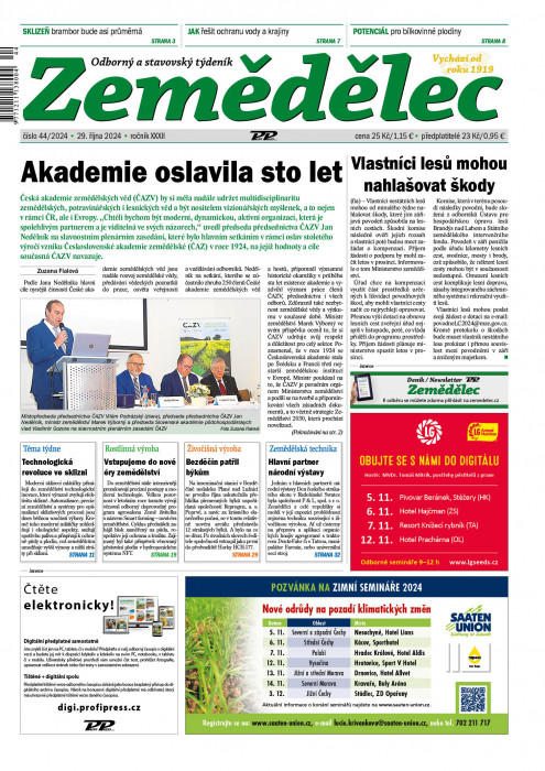 Obálka titulu Zemědělec - vydání č. 44/2024