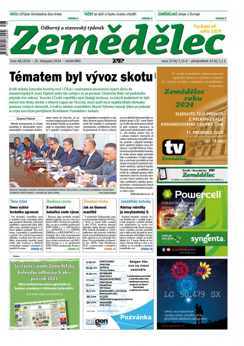 Obálka titulu Zemědělec - vydání č. 48/2024