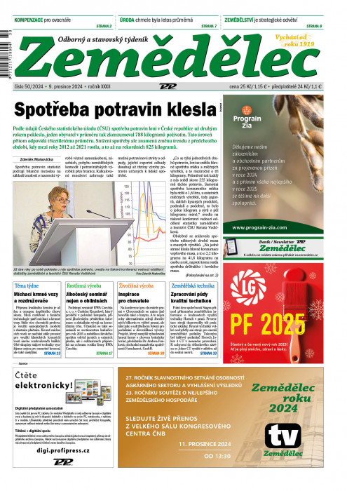 Obálka titulu Zemědělec - vydání č. 50/2024