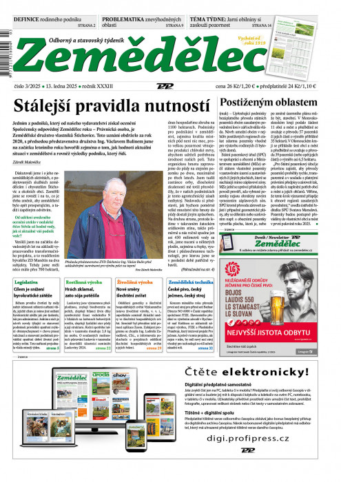 Obálka titulu Zemědělec - vydání č. 3/2025