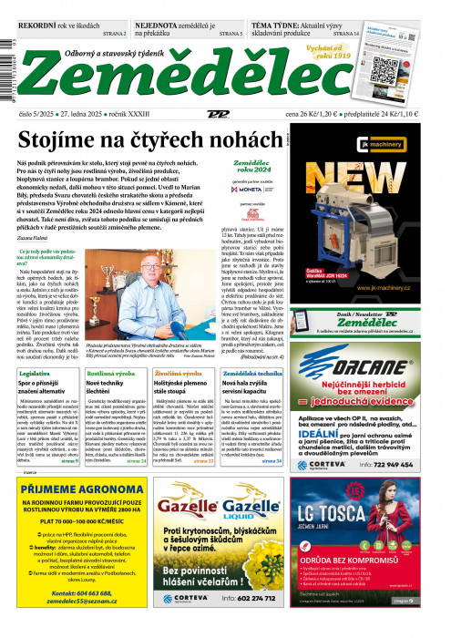 Obálka titulu Zemědělec - vydání č. 5/2025