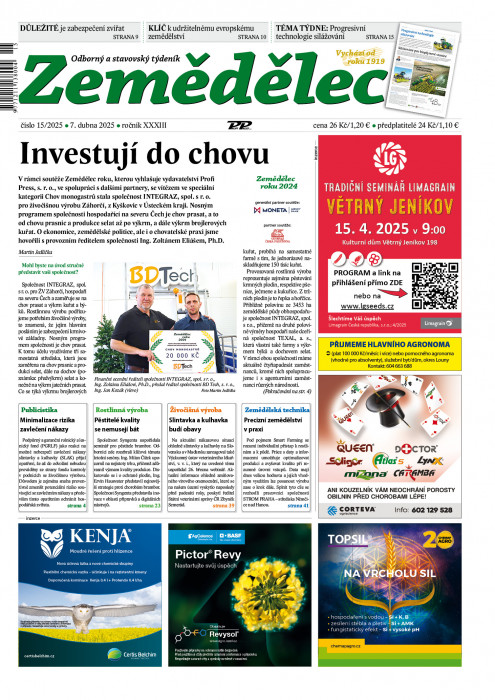 Obálka titulu Zemědělec - vydání č. 15/2025