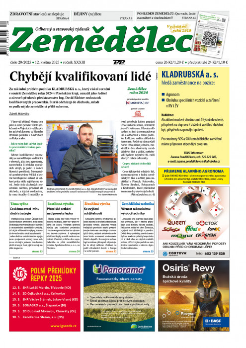 Obálka titulu Zemědělec - vydání č. 20/2025