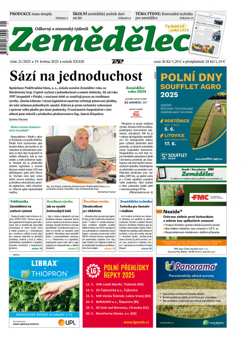 Obálka titulu Zemědělec - vydání č. 21/2025