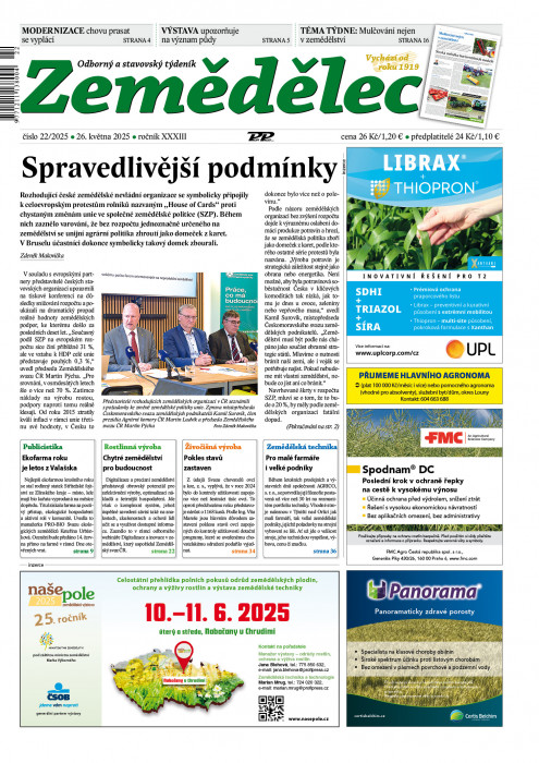 Obálka titulu Zemědělec - vydání č. 22/2025