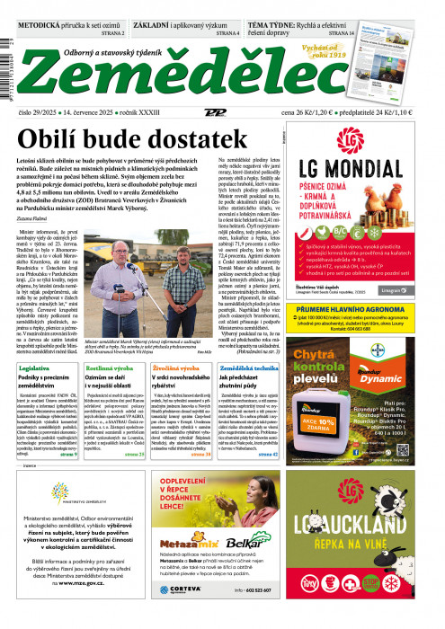 Obálka titulu Zemědělec - vydání č. 29/2025