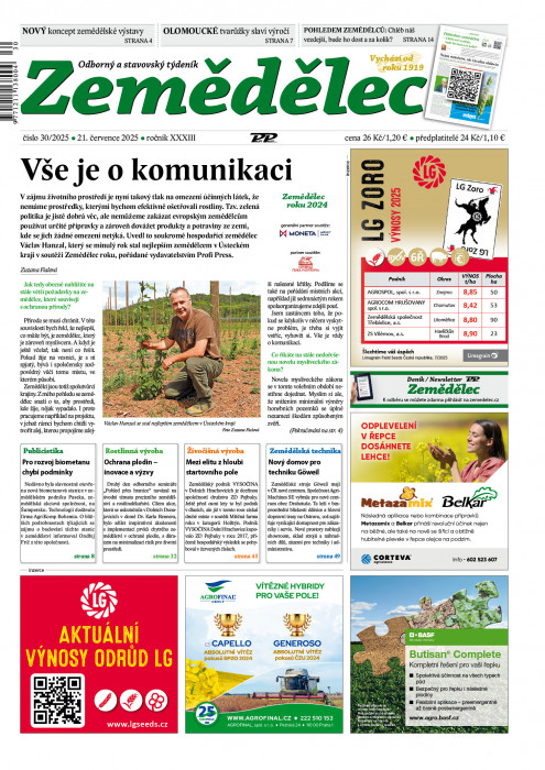 Obálka titulu Zemědělec - vydání č. 30/2025