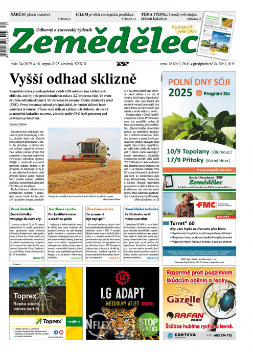 Obálka titulu Zemědělec - vydání č. 34/2025
