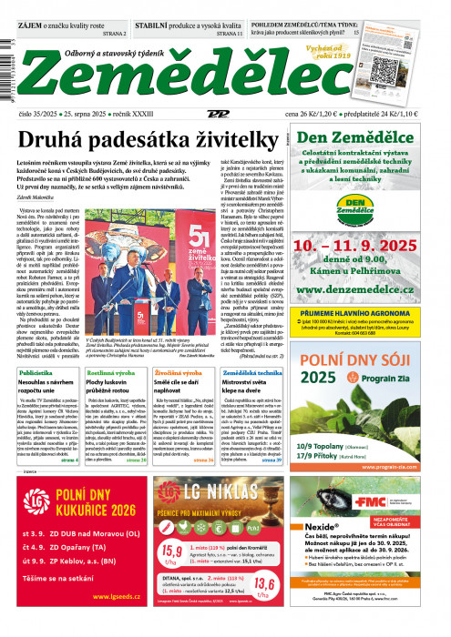 Obálka titulu Zemědělec - vydání č. 35/2025