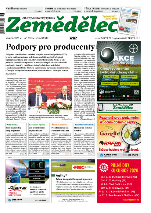 Obálka titulu Zemědělec - vydání č. 36/2025
