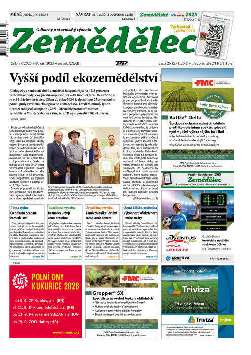 Obálka titulu Zemědělec - vydání č. 37/2025