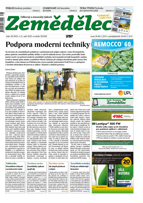 Obálka titulu Zemědělec - vydání č. 38/2025