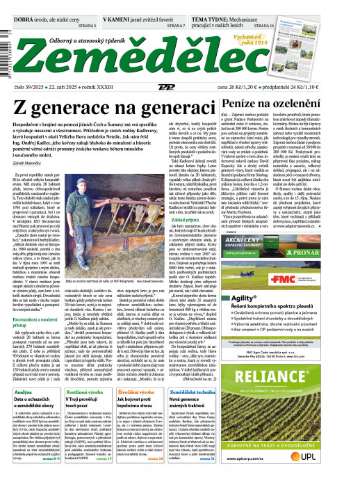 Obálka titulu Zemědělec - vydání č. 39/2025