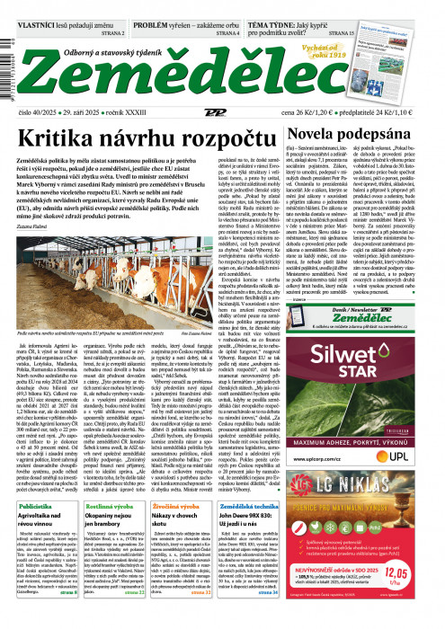 Obálka titulu Zemědělec - vydání č. 40/2025