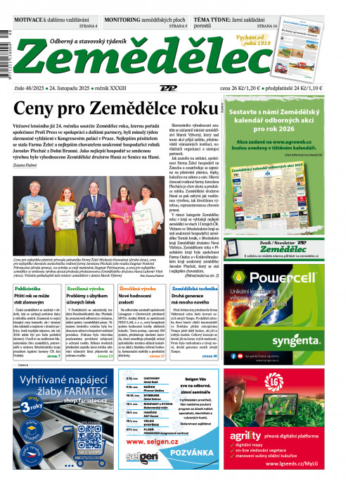 Obálka titulu Zemědělec - vydání č.&nbsp;48/2025