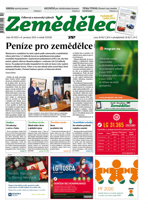 Obálka titulu Zemědělec - vydání č.&nbsp;50/2025