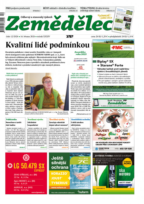 Obálka titulu Zemědělec - vydání č.&nbsp;12/2026