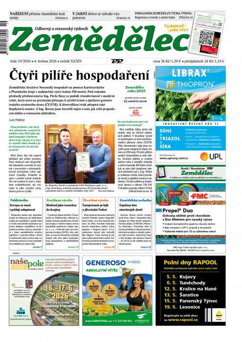 Obálka titulu Zemědělec - vydání č.&nbsp;19/2026