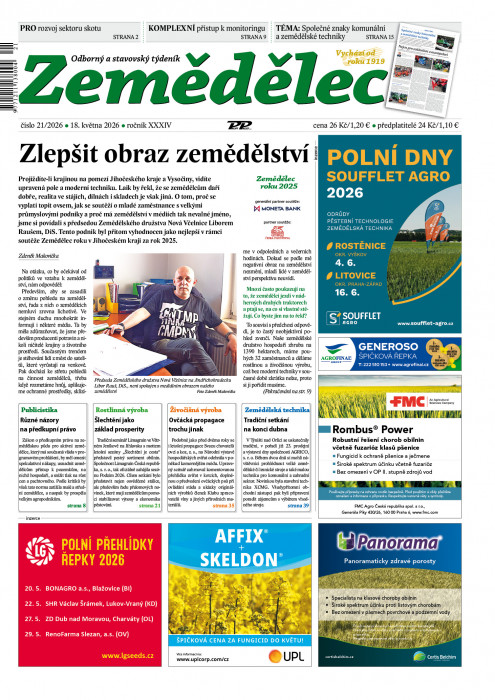 Obálka časopisu Zemědělec