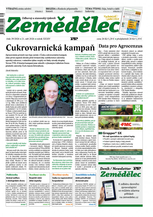 Obálka titulu Zemědělec - vydání č.&nbsp;39/2026