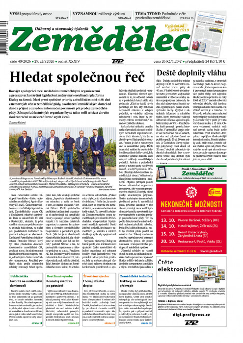 Obálka titulu Zemědělec - vydání č.&nbsp;40/2026